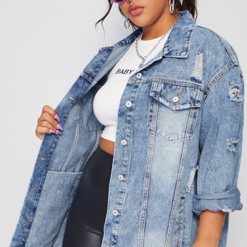 Oversized Destructed Trucker Jacket NEW Size 3X